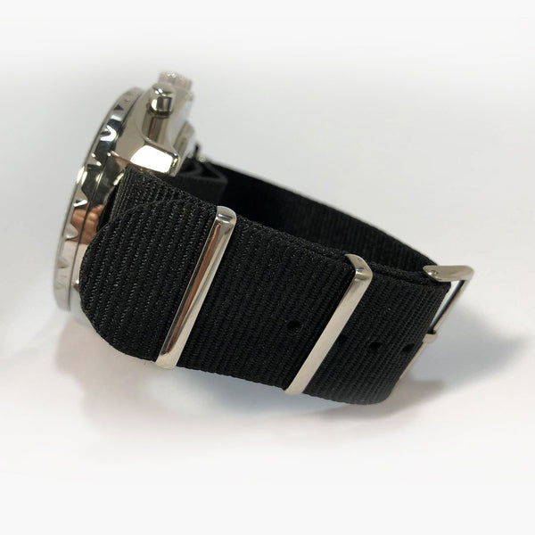 NATO straps Black coated nylon fabric strap